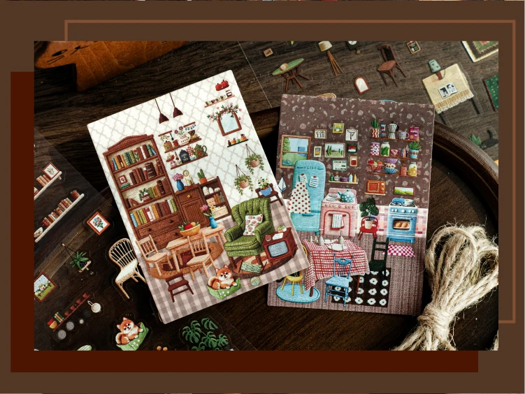 Journal GO Niedliche Gemütliche Raum-Aufkleber Collage Junk Journal Karten-Bastelmaterialien DIY Landschaftsmaterialien Scrapbooking Planer DIY Abziehbilder – Detail 11