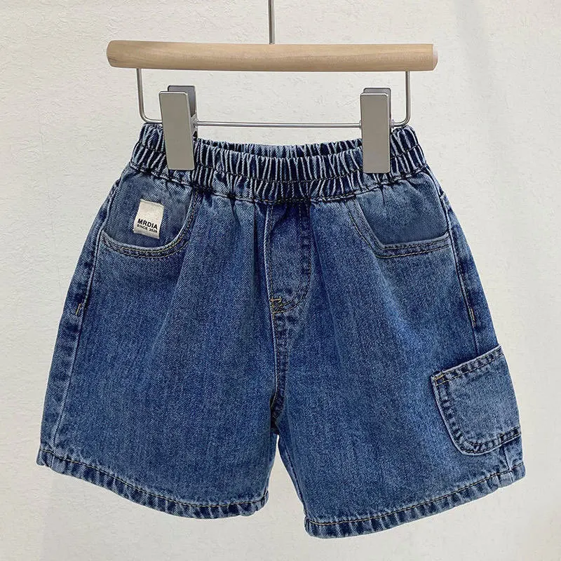 RAISE YOUNG Sommer Mädchen Jeans-Shorts mit Aufkleber 1-8 Jahre Kinder Mädchen Shorts Lässige Elastische Taille Kleinkind Mädchen Shorts – Detail 1