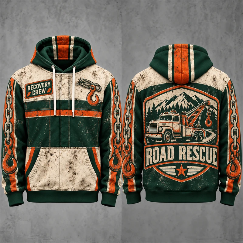 Retro 3D Print Racing Biker Pattern Hoodie Men Cool Streetwear Holiday Gift Sweatshirt Winter Long Sleeve Casual Trend Hoodies