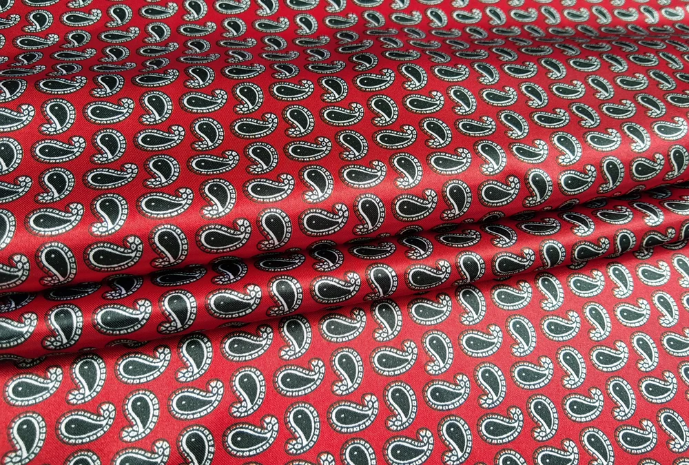 1 Meter x 1,48 Meter ethnischer Paisley-Stoff für Schal, Hut, DIY, seidiger Satinstoff – Detail 15