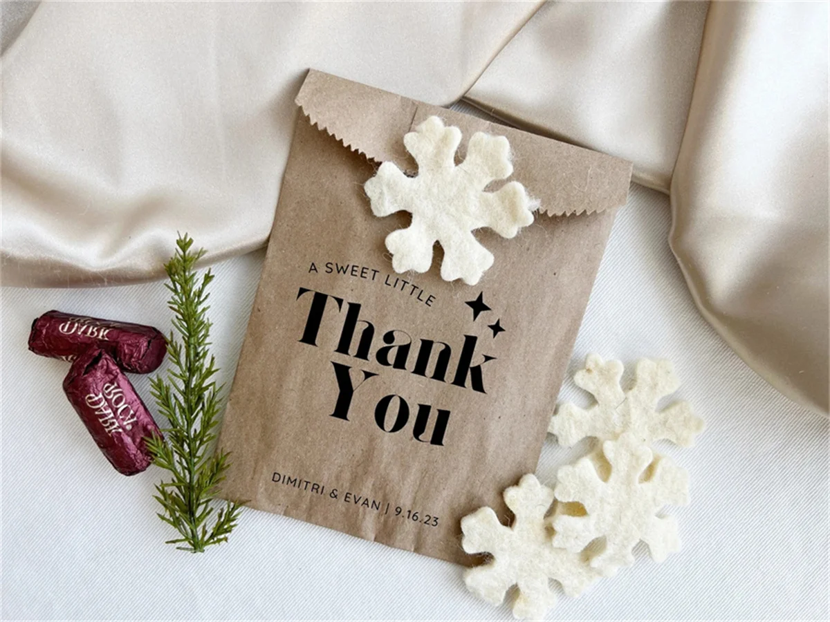 50 Thank You favor bags that will leave your guests smiling, custom printed and ready to be filled with sweets,