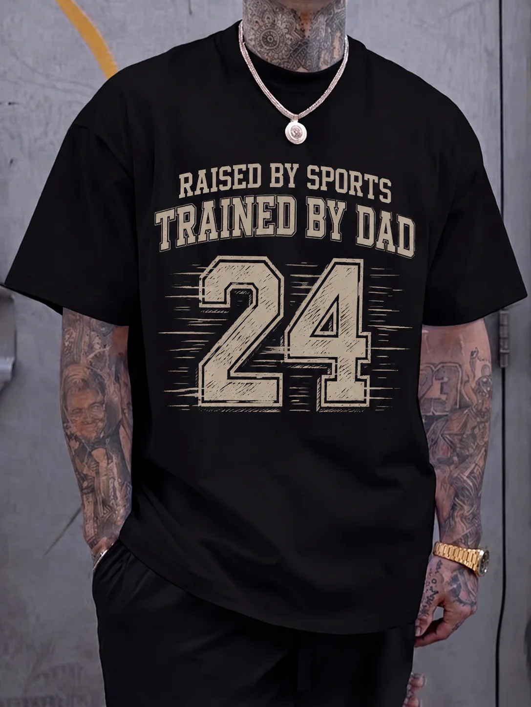 

Men Graphic Tee Short Sleeve Classic Fit Sports Number 24 Dad Print Vintage Athletic Style Streetwear Outdoor Casual Daily Wear