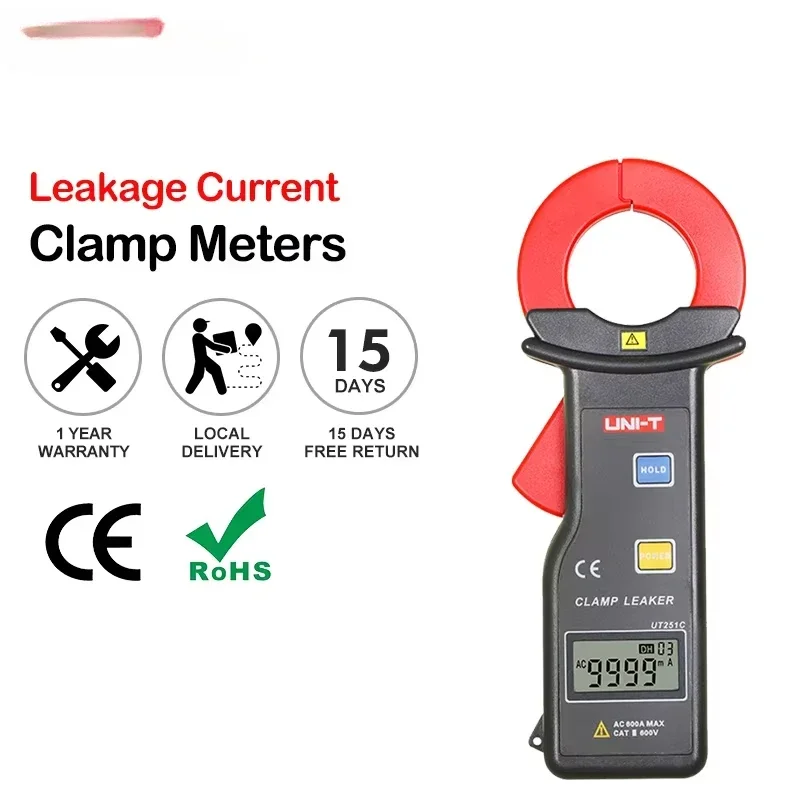 Current Clamp Meter UT251C 600A Pliers Ammeter High Sensitivity Leakage Amperemeter Current Tester Auto Range 1000 Display