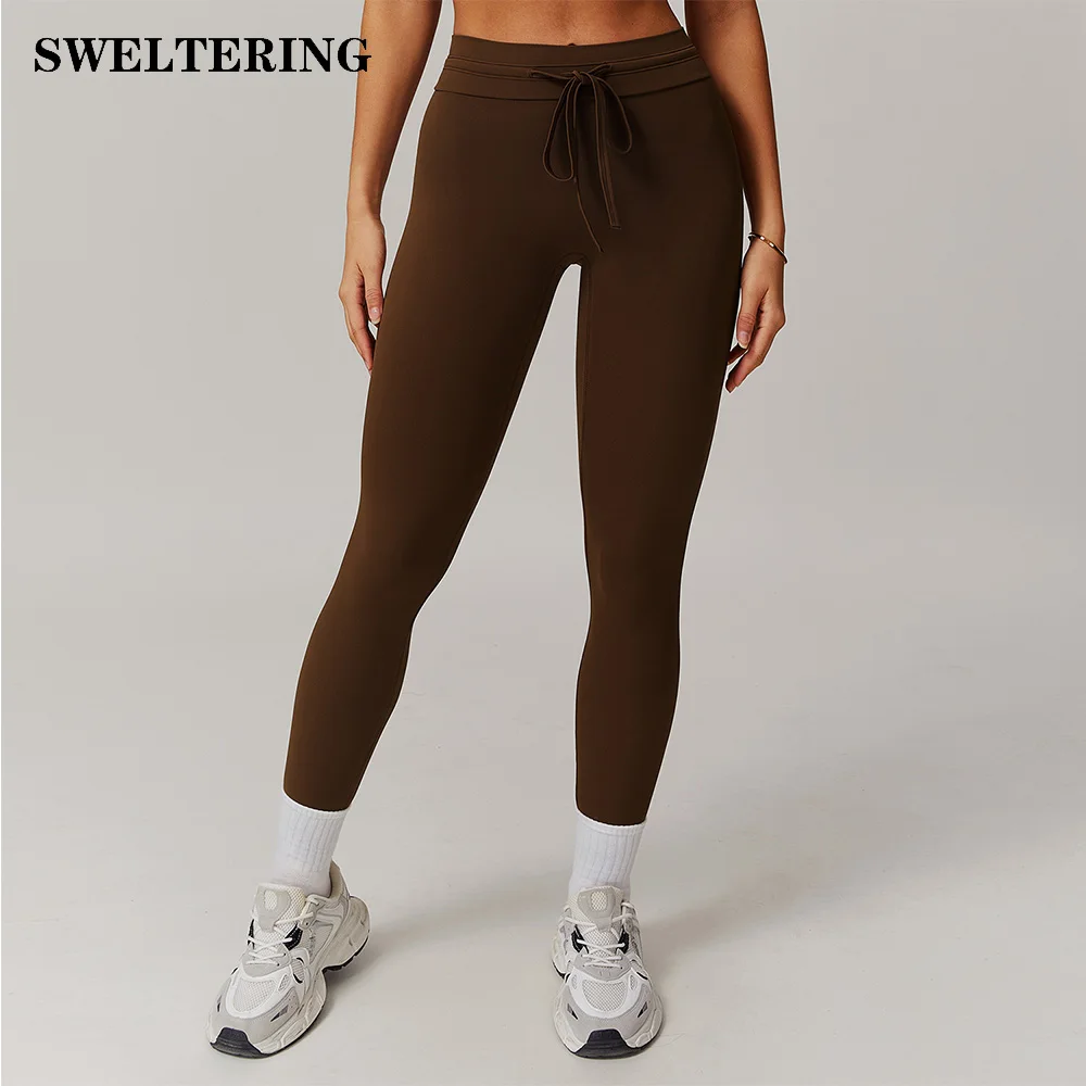 

Women Yoga Leggings Hips Lifting Gym Leggings Drawstring Sport Pants High Waist Fitness Leggings Push Up Workout Running Pants