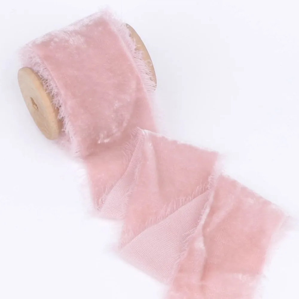 1 Meter Velvet Ribbon Thickening Ribbon Frayed Edge Frayed Edged Ribbons Velvet Gift Packing Ribbon Christmas Party Decorations