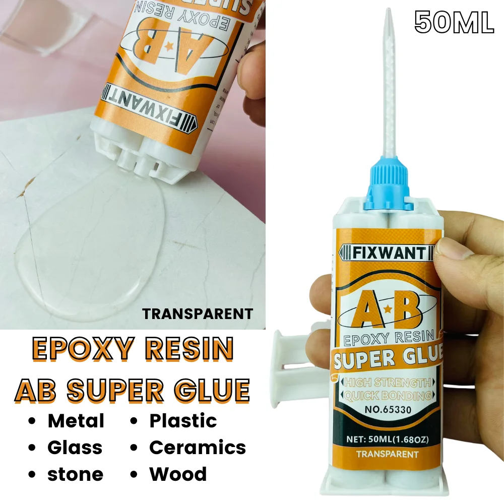 50ML Transparent Epoxy Resin AB Glue for Wood Metal Ceramic Plastic Repair Fast Curing Strong Adhesive Sealant Cold Welding