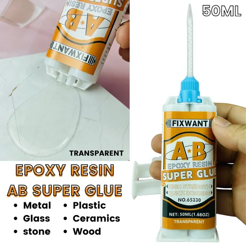 Pegamento AB de resina epoxi transparente, 50ML, para madera, Metal, cerámica, reparación de plástico, curado rápido, sellador adhesivo fuerte, soldadura en frío
