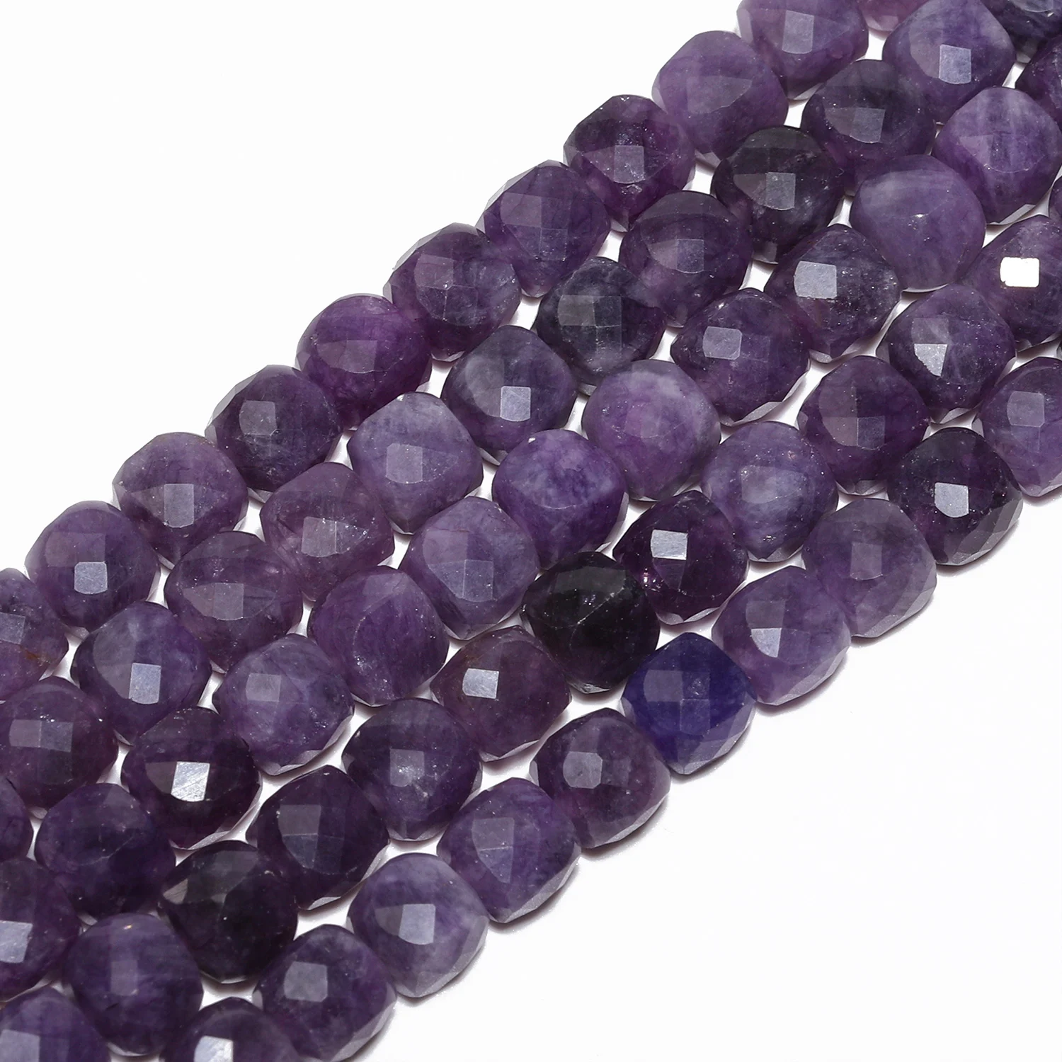 Purple Series Beads 7-8mm Faceted Cube Beads 20-22pcs Kunzite Lavender Garnet Amethyst Beads for Jewelry Making Accessories