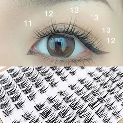 10 Rows DIY Individual Lashes Clusters Natural False Eyelashes Soft Black Stem Fake Lashes Invisible Band Korean Makeup Eyelash