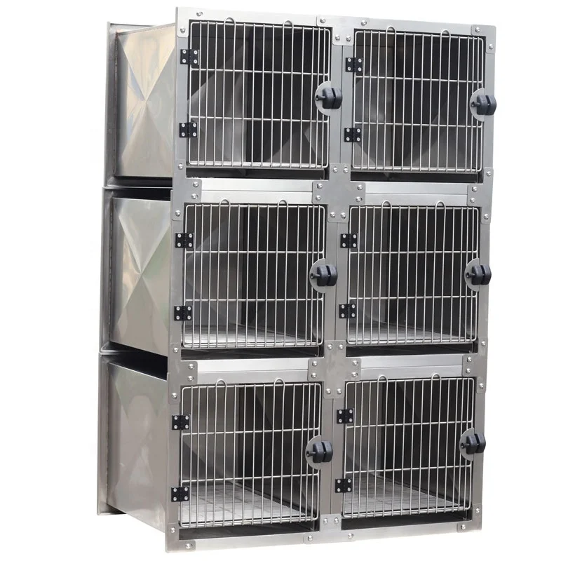 

Stackable dog cage customizable Veterinary Stainless steel large size pet Crate stackable dog cage pet hospital cage