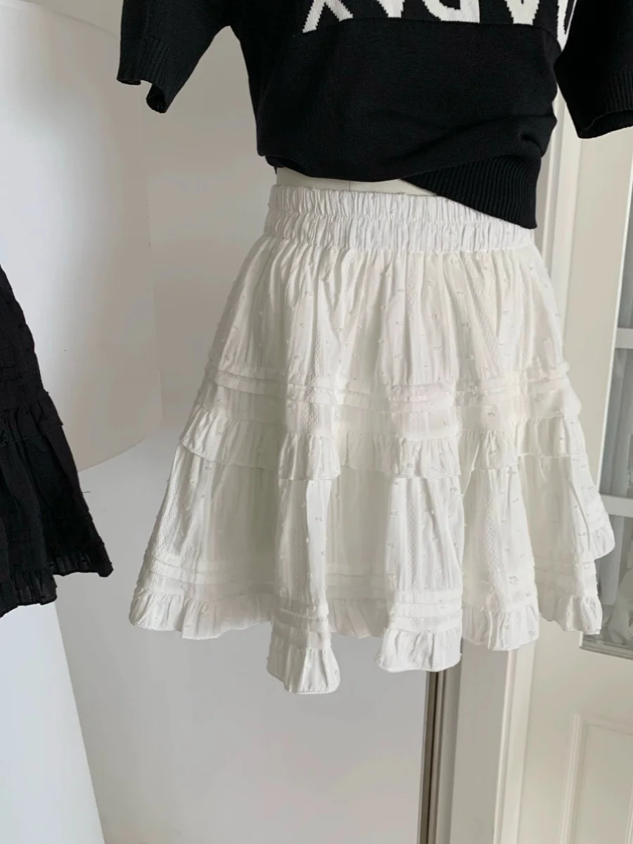 

Sweet Ballet Style High Waist Short Skirt Flounce Hem Puffy Half-length New Summer plus Size Clothing for Women Commute