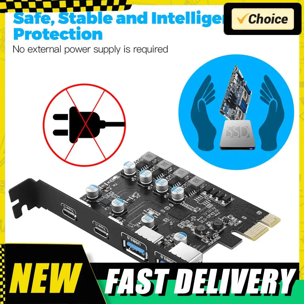 

Карта расширения с 2 портами USB A и 2 портами USB C/USB3.2 GEN1 USB3.0 PCI для Windows7/8/10/11/MacOS/Linux