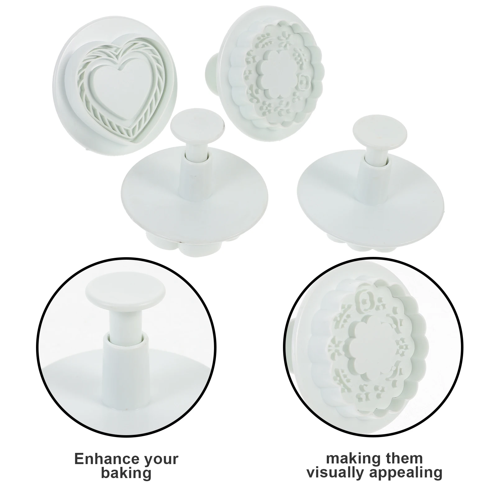 

4pcs Cookie Molds Baking Mold Letter Stamps ABS Plastic Reusable DIY Molds Cookie Cutters Valentine Cake Decoration Easy Clean