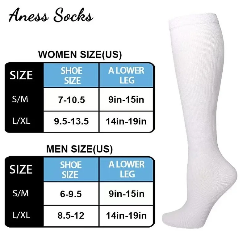 7 Pairs Lot Pack Women Men Compression Socks Stockings Elastic Sports Beautiful Leg Running Nurse Climbing Cycling Socks Black