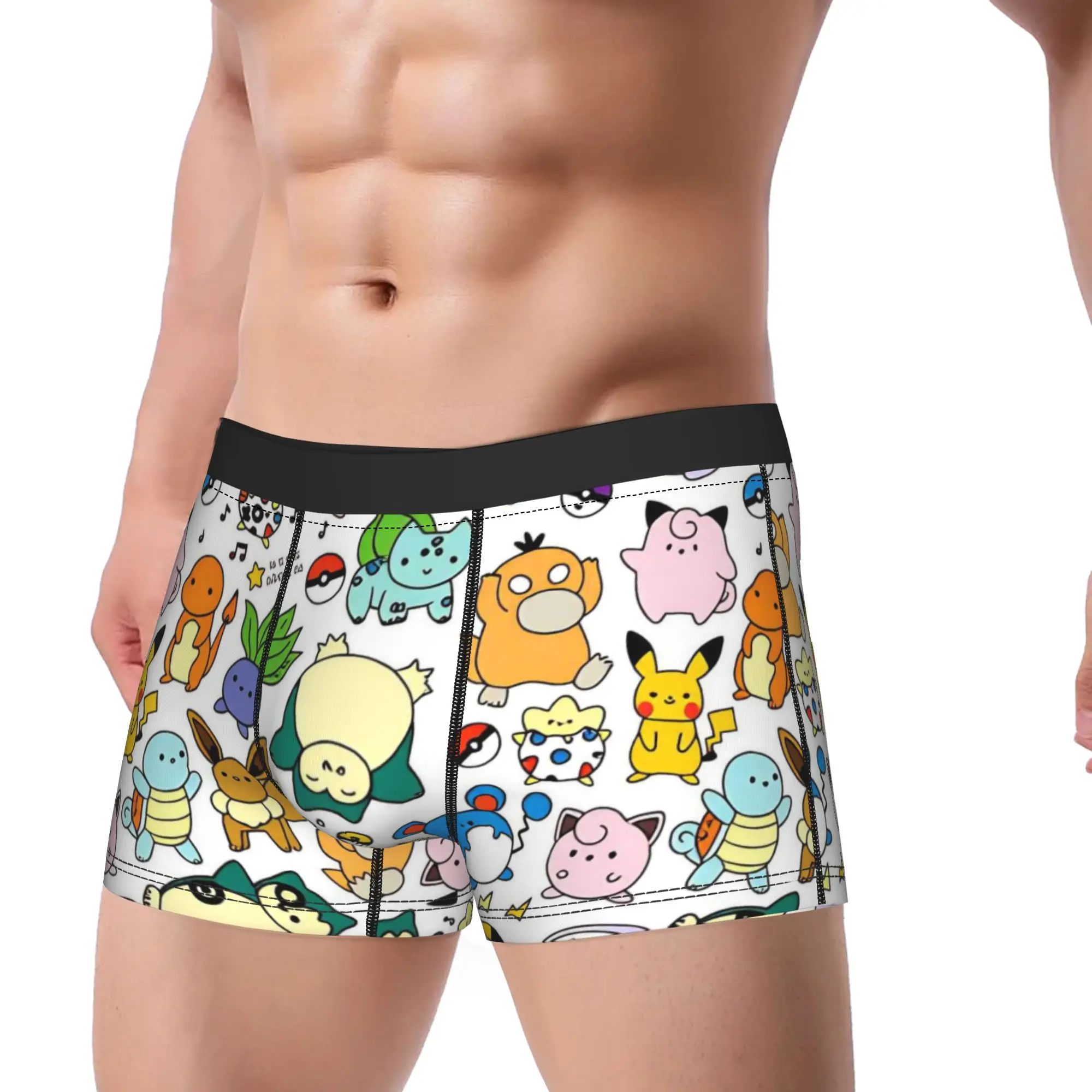 Pokemon Characters Underwear  Print Trunk Hot Sale Men's Underpants Novelty Shorts Briefs Gift