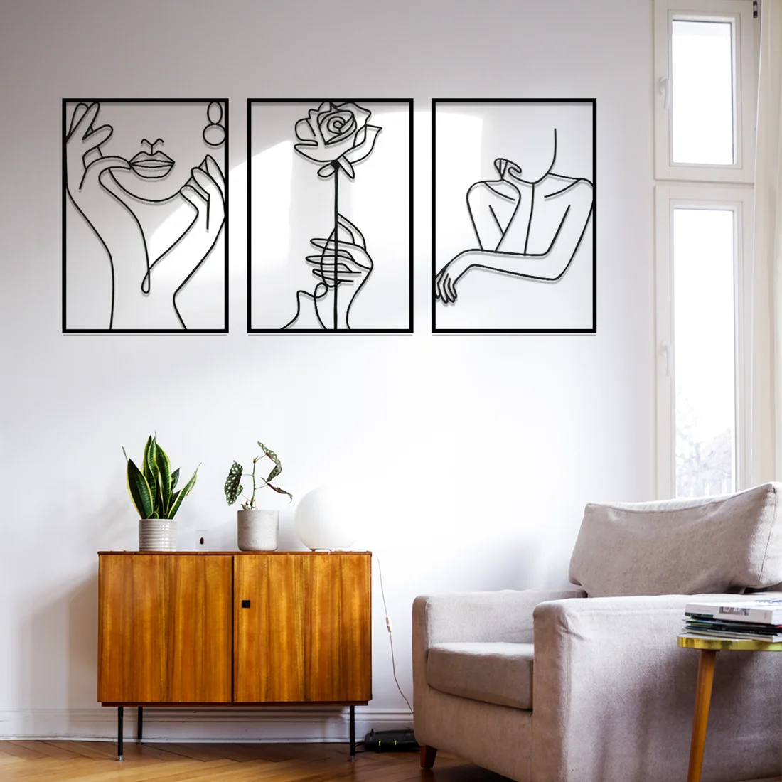 Thickened Modern Metal Line Art Wall Decor, Simple Silhouette Female Body Abstract Line Home Hanging Decor Wall Sculptures