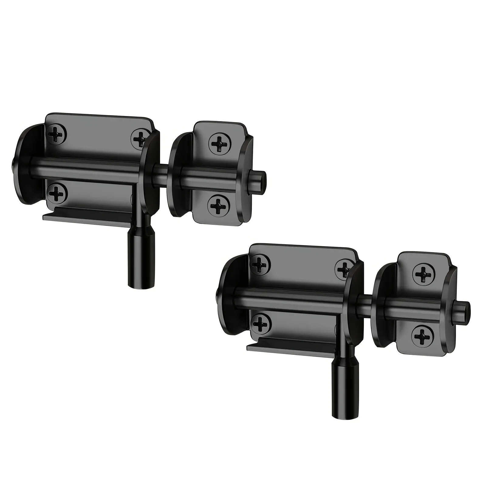 2-Pack Black Silvery Home Hardware Sliding Stainless Steel Sliding Lock Safe Latch Practical Latch Insert Lock Retro Door Latch