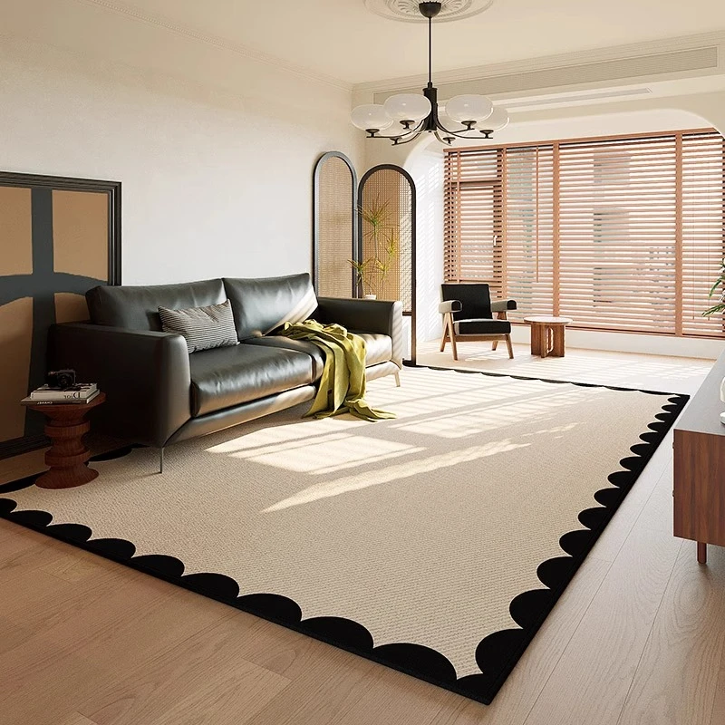 Light Luxury Living Room Decoration Carpet Vintage Black Bedroom Bedside Plush Carpets Large Area Cloakroom Soft Washable Rug