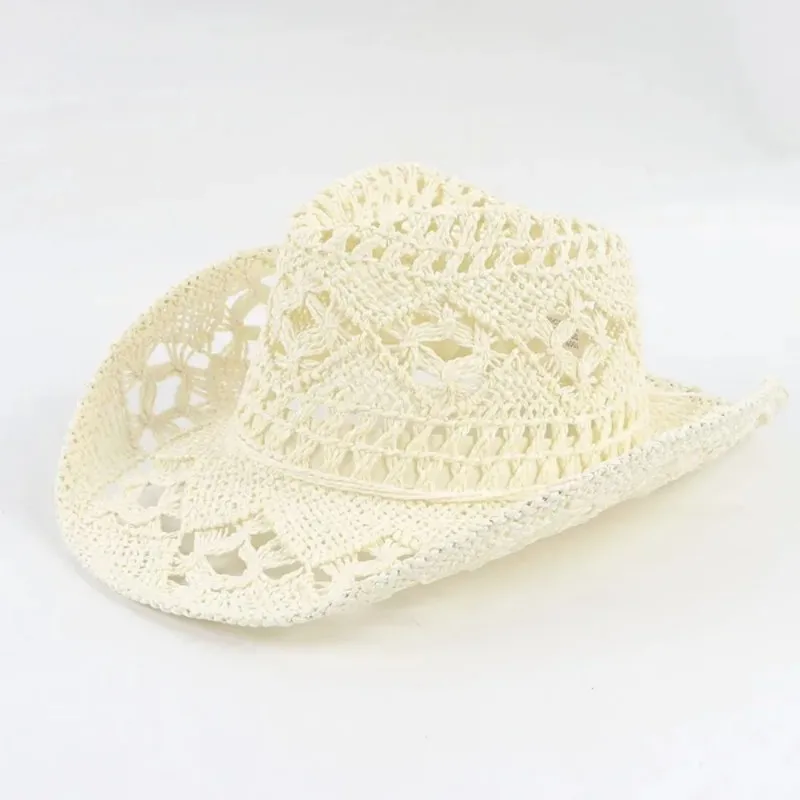 Cap Summer Outdoor Men Women Hand Woven Caps Western Cowboy Straw Hats Wide Brim Breathable Beach Sun Protection Hat Gorras 모자