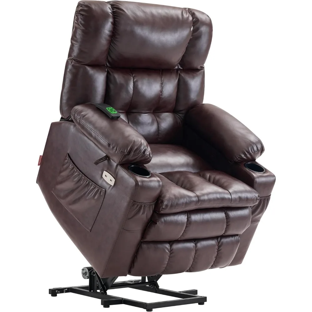 

Dual Motor Power Lift Recliner Chair with Massage and Heat for Elderly People, Infinite Position, USB Ports, Cup Holders