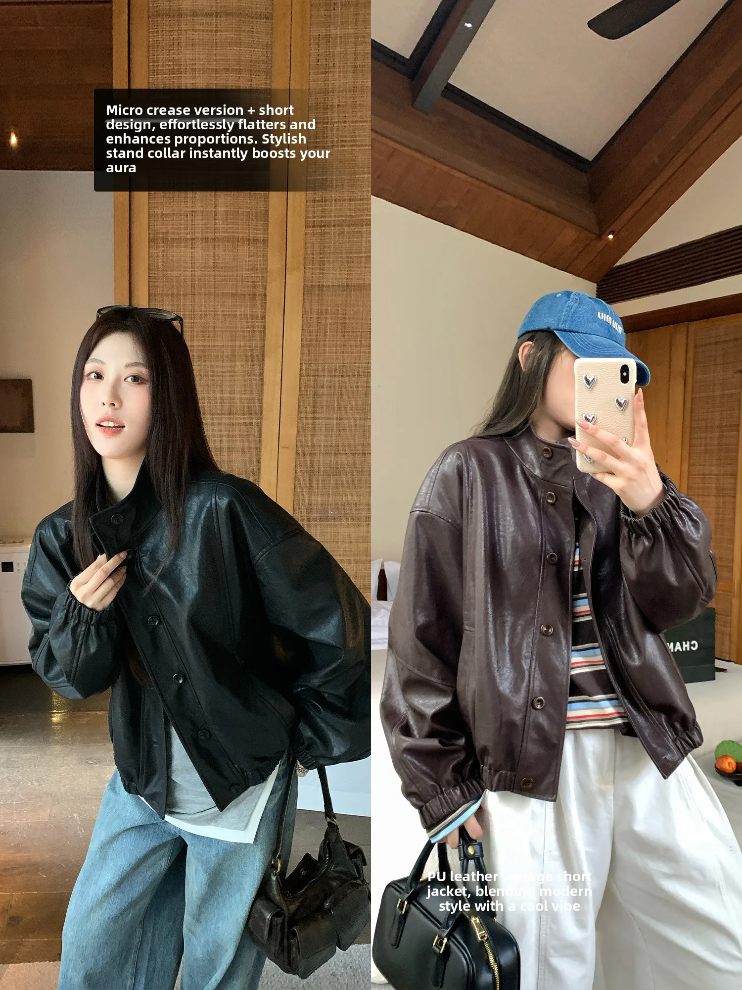ファッショナブルなPUレザー製ジャケット、大きいサイズ、スタンドカラー、スリムフィット、レディースアウター、秋シーズン、スリムプラスサイズコート