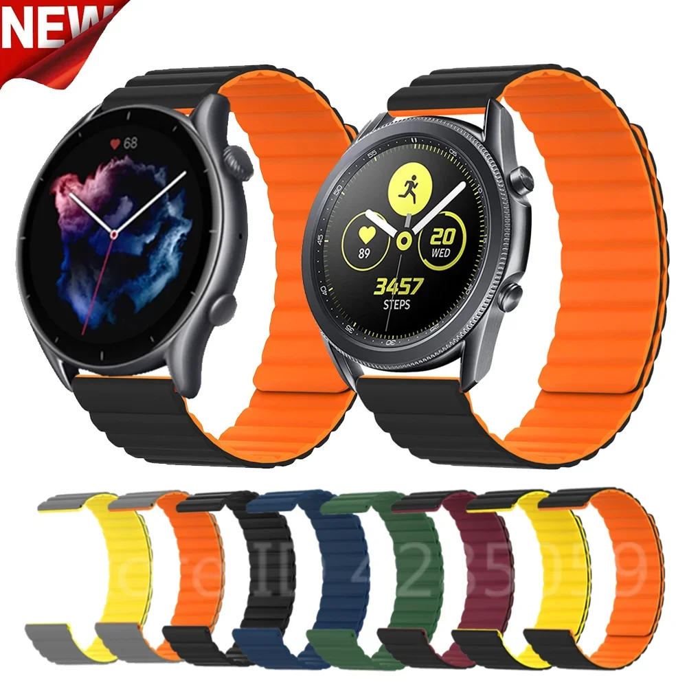 Magnetic Silicone Strap for Amazfit GTR 3/GTR3 Pro/GTR2 2e Wristbands for Samsung Watch Active/Active 2 Magnetic Bracelet Correa