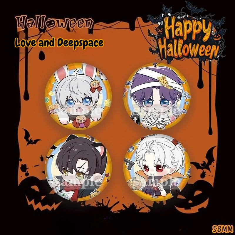 

58/75 мм любовь и глубокое пространство Sylus Rafayel Zayne Xavier Caleb Хэллоуин аниме значок эмблема брошь прозрачная карта брелок подарок