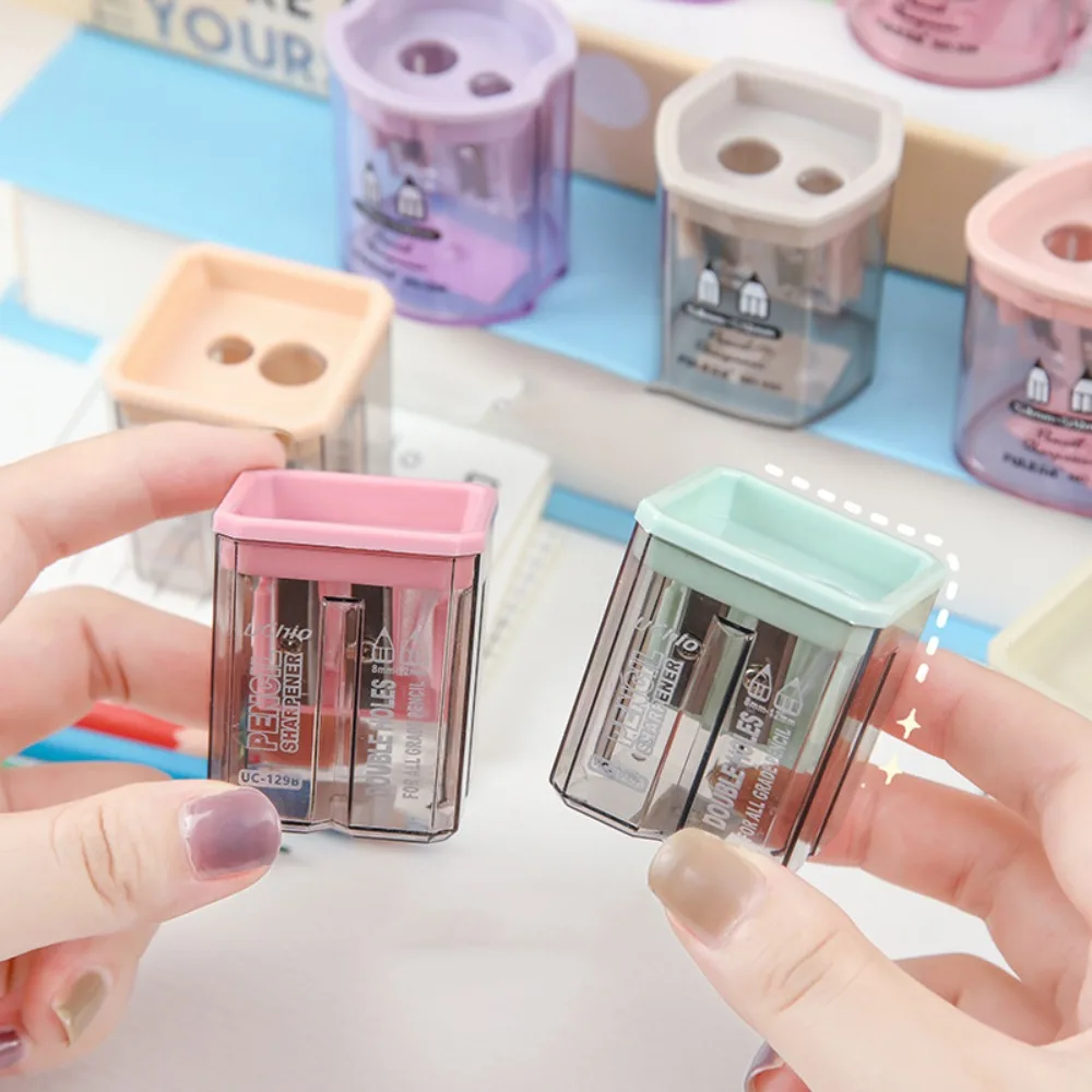 

Cutting Machine Double Hole Pencil Sharpener Sacapuntas Transparent Small Pencil Sharpener Double Hole Geometry