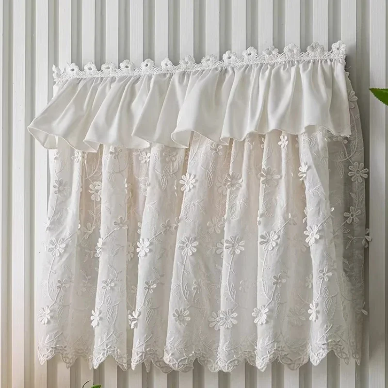 Creative Curtain Sweet Princess Wind Lotus Leaf Edge Lace Small Window Electric Meter Network Cable Boxes Decorative No Drilling