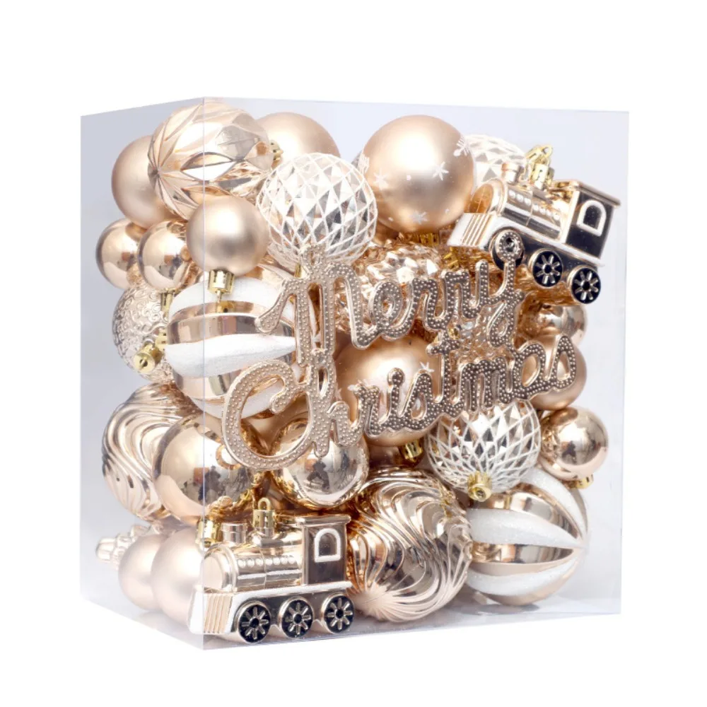 

65pcs Shatterproof Christmas Ball Set Waterproof Creative Christmas Tree Decoration Pendant Painted Delicate Hanging Ornament