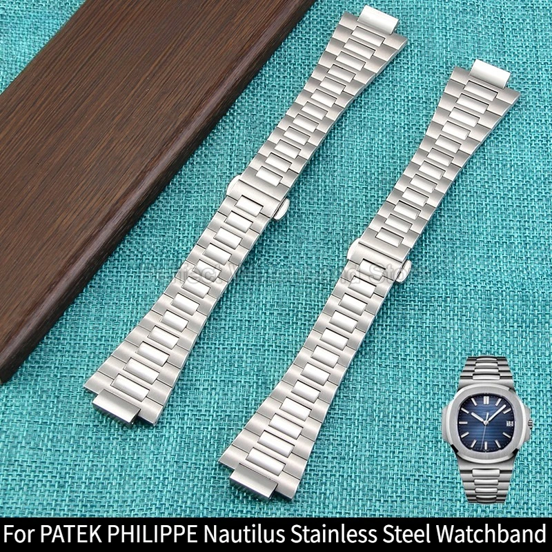 PATEK PHILIPPE Nautilus 5712 5724 5980 5990 1A010 볼록 인터페이스 접이식 걸쇠 용 방수 스틸 시계 스트랩 13x25mm