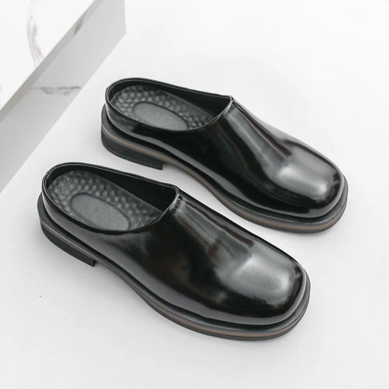 

Повседневная обувь без шнуровки большого размера, классические полутапочки из мягкой кожи с толстой подошвой в британском стиле, резиновая подошва