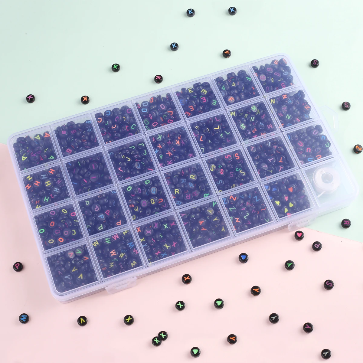 English Letter Acrylic Bead Set for Making Couple Bracelets Necklaces Name Spelling Accessories Gift Box Wholesale Mix