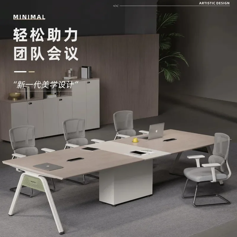 Modern Light Luxury Conference Table Rectangle Business Negotiation Desk Small Meeting Room Office Furniture Simple Long