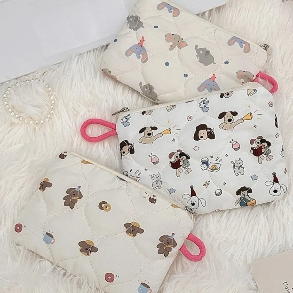 

New Polyester Mini Makeup Bag Cartoon Flowers Rabbit Card Storage Earphone Storage Bag Wallet Pouch for Cosmetics