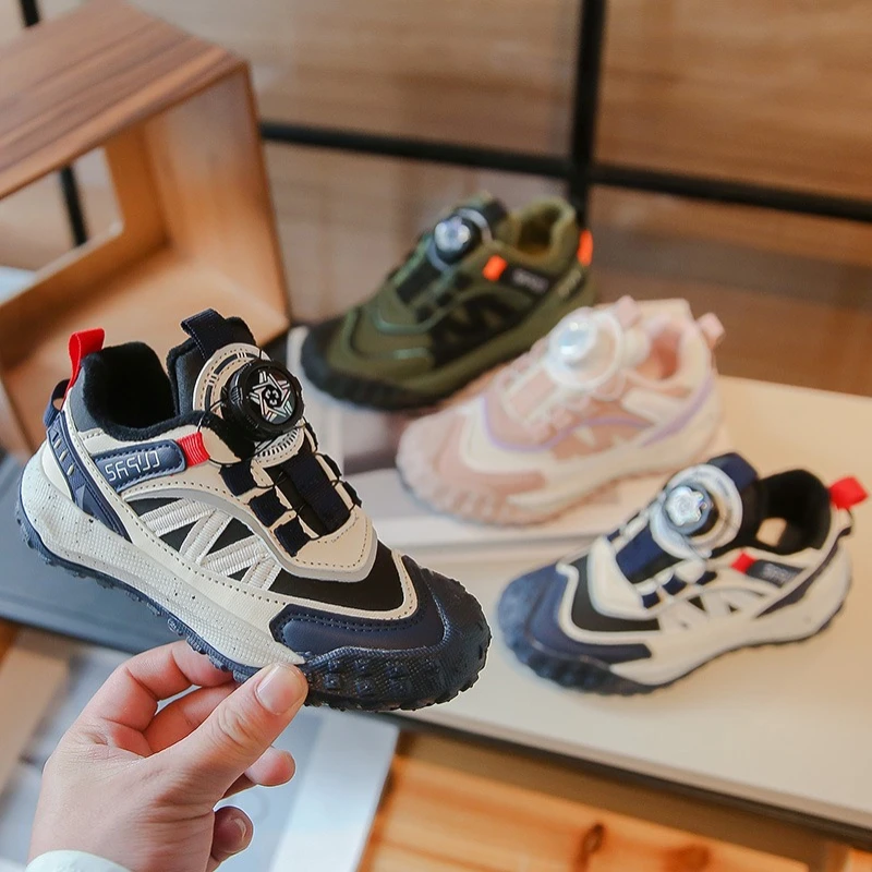 

2025 Fashion New Rotary Button Shoes for Kids Girls School Versatile Causal Simple and Stylish Mesh Tennis Children's Sneakers