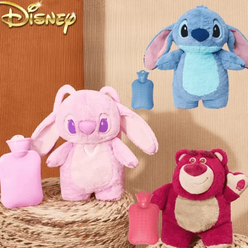 Genuine Disney Stitch Angel Lotso peluche a mano bottiglia calda bottiglie di acqua calda inverno portatile borsa a mano calda