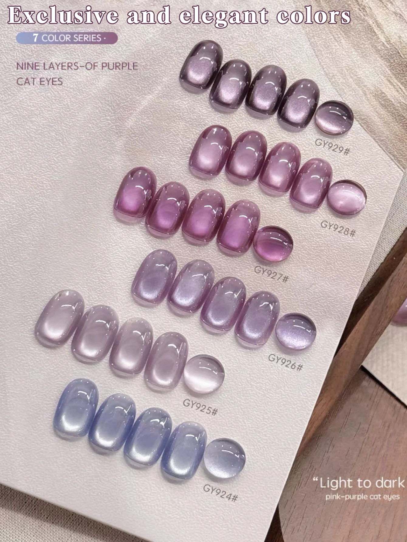 1/7 STKS 2025 Nieuwe Herfst en Winter Nagelsalon Set, Sprankelende Negen Paars Vuur Druif Zware Paarse Kristal Cat Eye Gel Nagellak