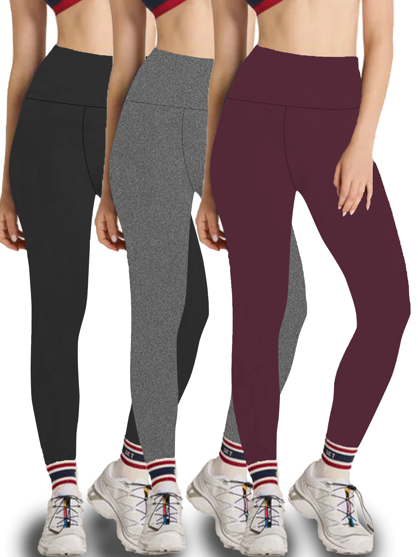 3 Pack Women's Super Soft Leggings High Waisted Tummy Control Workout Yoga Running Athletic Push Up Gym  Leggings