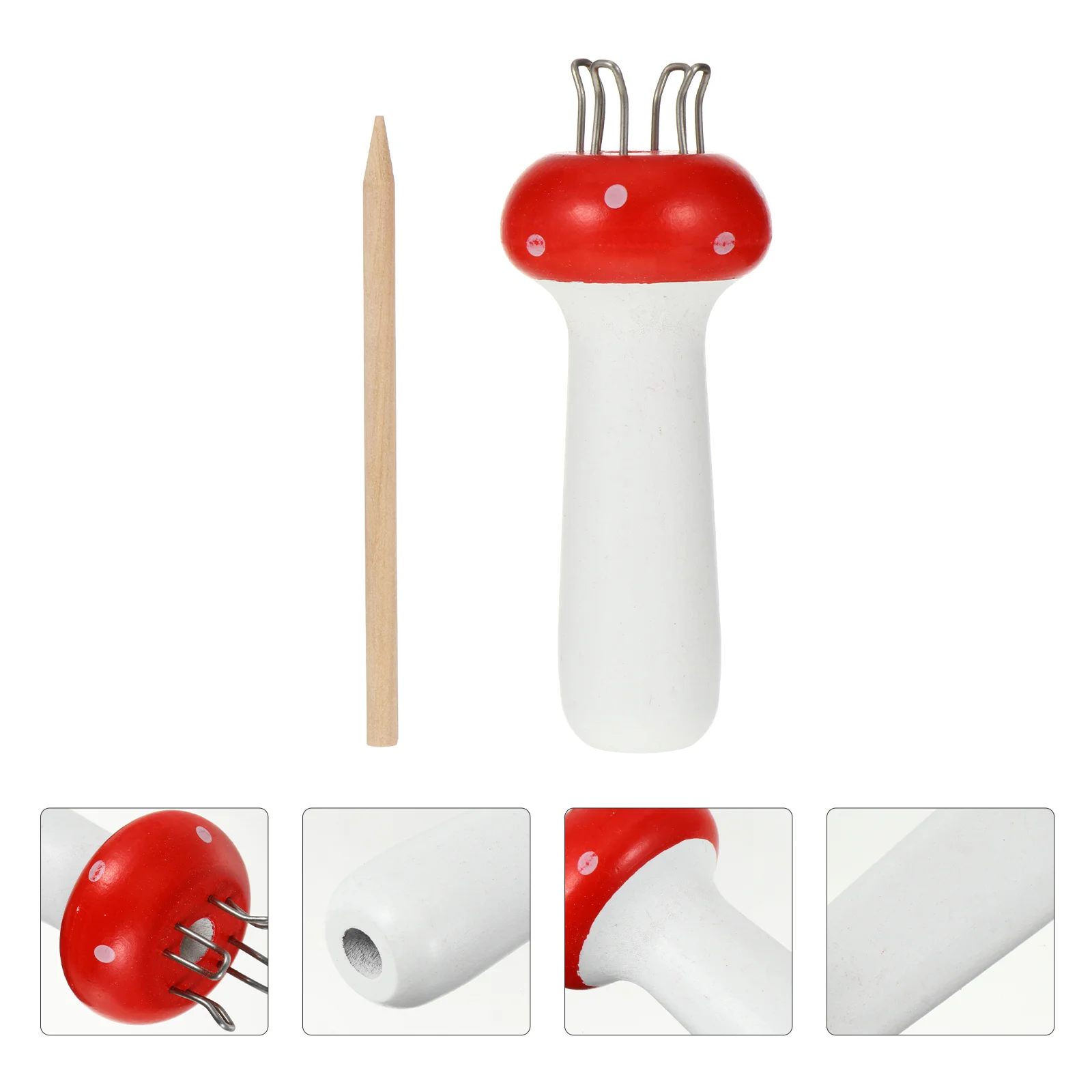 

French Knitter Mushroom Crochet Kit DIY Tool Red Wooden Knitting Craft Loom Child