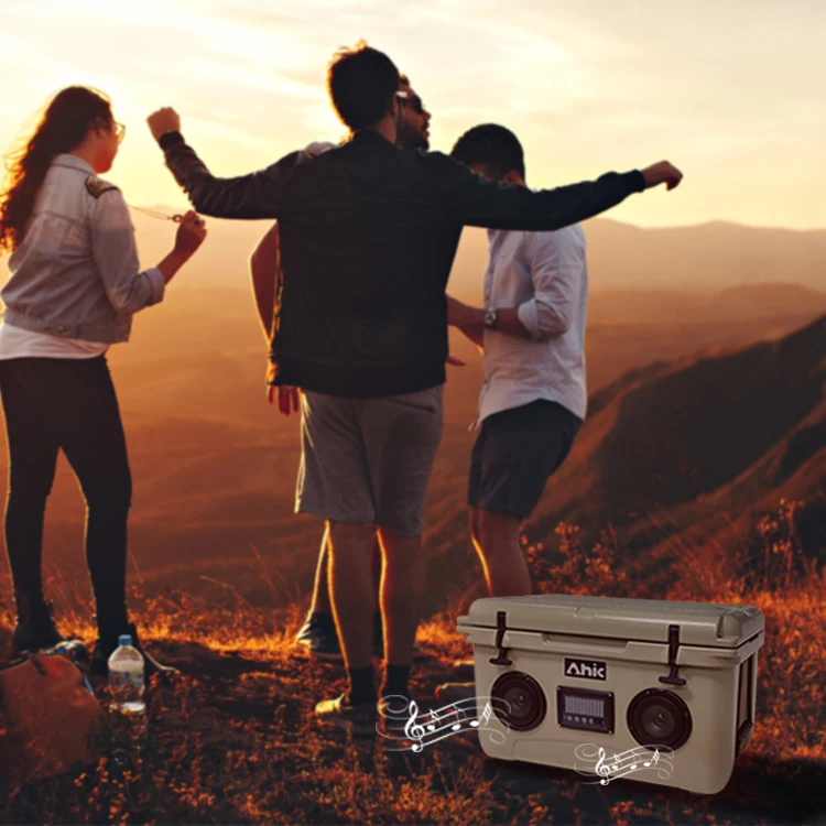 37QT Insulated Rotomolded Cooler Box Waterproof Music Cooler with Bluetooth Speaker for Beach Camping Picnic Storage Cans