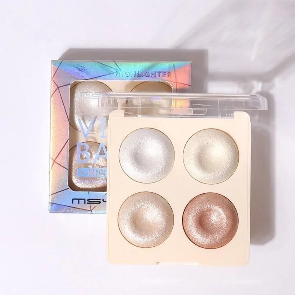 Bandeja para resaltar Donut de 4 colores, textura delicada, resaltador de brillo de Color duradero, sombra de ojos brillante, gusano de seda tumbado