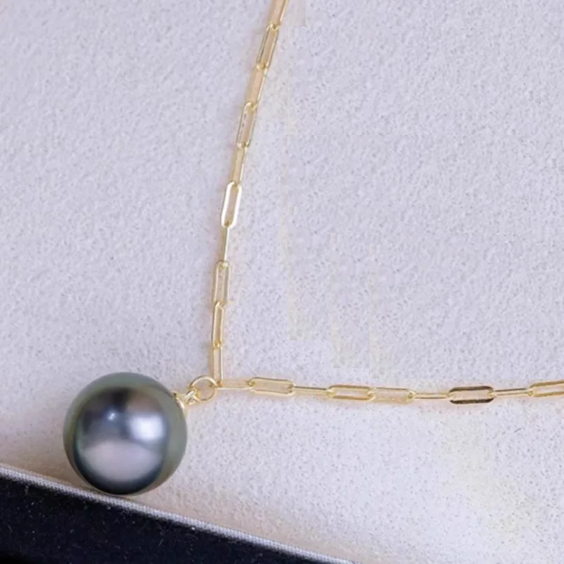 

CHARMING TAHITIAN BLACK CULTURED PEARL PENDANT NECKLACE 17.5" 11-12MM