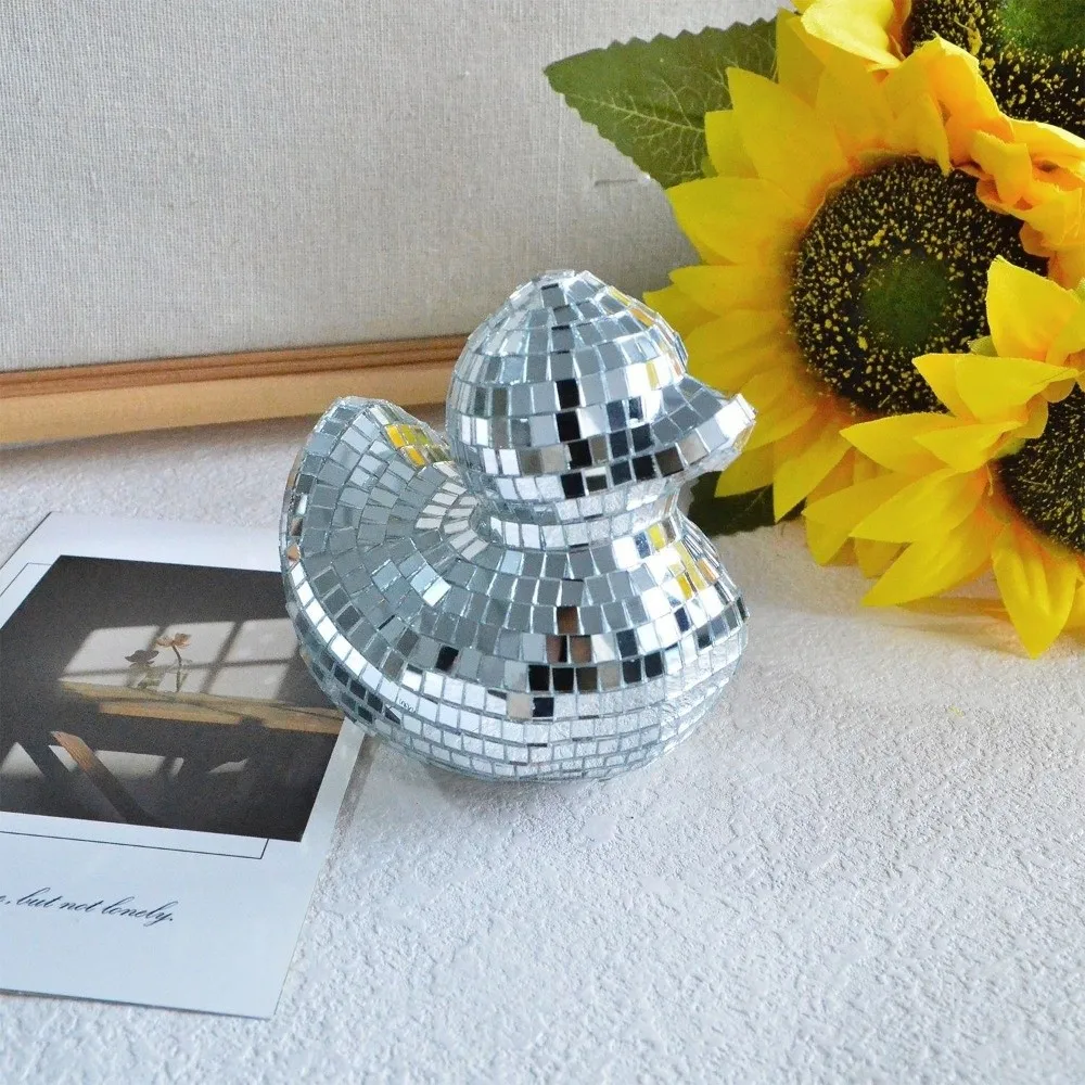 Desktop Disco Mirror Decorative Duck Home Decor Mirror Glass Disco Decoration Duck Disco Ornament Disco Ball Duck Home