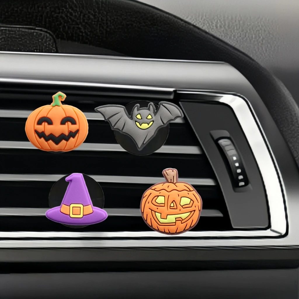 Halloween Pumpkin Car Perfume Clip Cute Air Freshener Lovely Bat Purple Hat Fashion Holiday New Car Scent Accessories