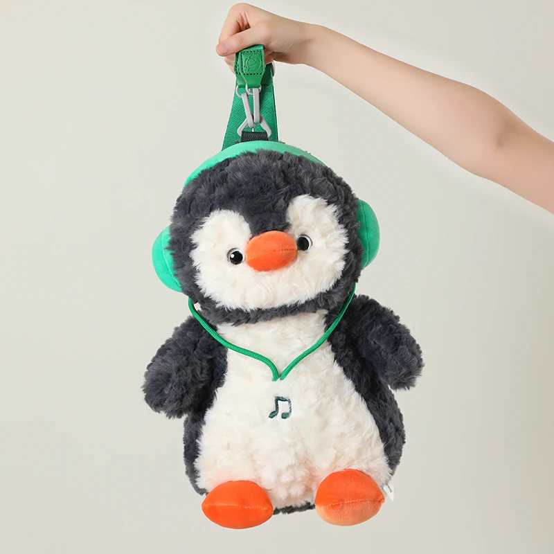 Plush Backpack Music Penguin Plush Backpack for Animal Lovers Black and White Penguin Shaped Plush Backpack Soft Plush Birthday