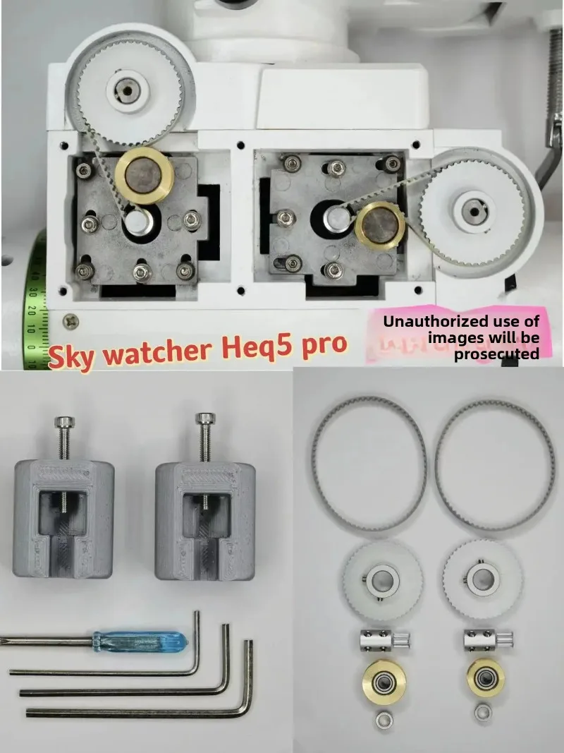 Riem Mod Kit für Sky-Watcher HEQ5 Pro Teleskop-Äquatorialmontierung DIY-Ersatz für Zahnradantriebsstrang mit Riemen