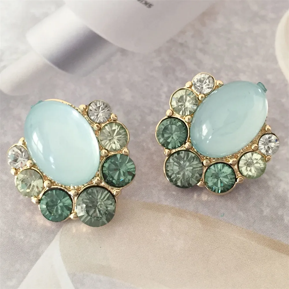 Korean New Arrival Sweet Crystal Holiday Flower Stud Earrings For Women Fashion Elegant Oorbellen Bijoux Party Gifts