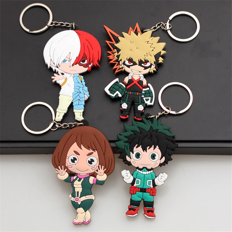 Hero Midoriya Izuku Deku Bakugou Katsuki Todoroki Shoto OCHACO URARAKA Cosplay Soft PVC Keychains Accessories