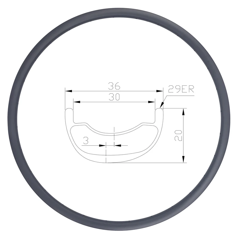 

LIENGU MTB AM Carbon Rim 425g Bicycle 29er 36mm Asymmetry Tubeless 20mm Deep All Mountain Bike 29 Rings 30mm Inner Width 32H 36H